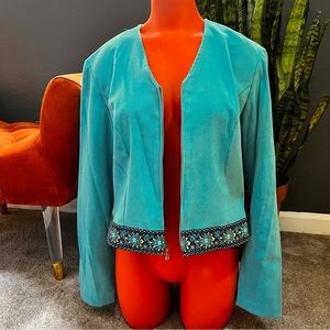 Vintage Turquoise 80’s Jacket | R&K Jacket Blazer | Size 6